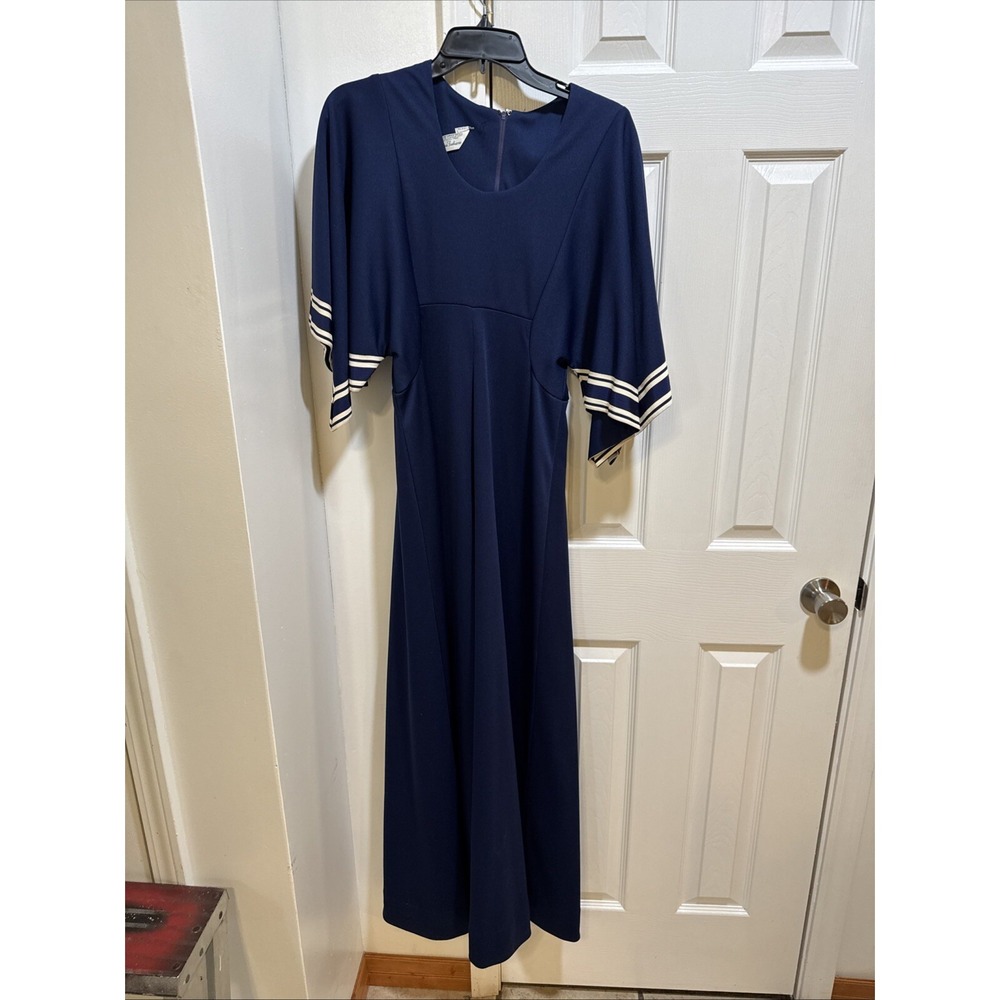 Vintage Sears Fashions Navy Dressy Jumpsuit Size 14 One Piece Romper Outfit